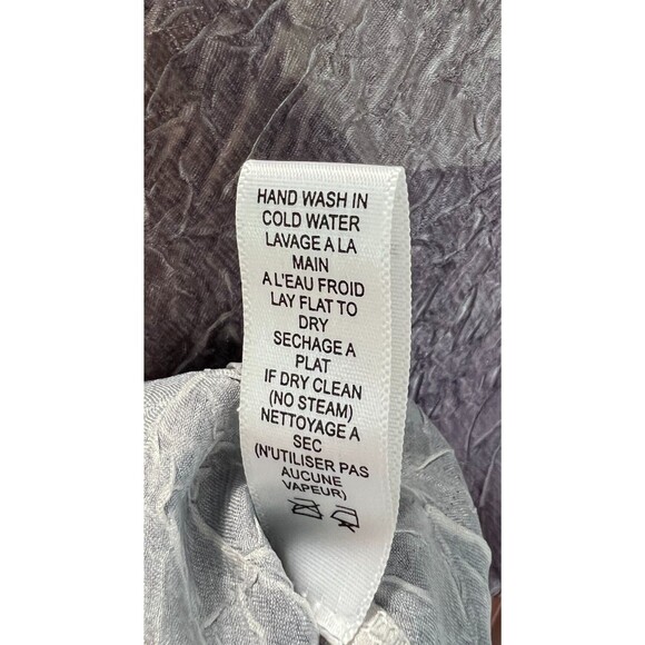 Komarov Dress Gray Silver Mauve Ginko Leaf Print Pleated Hem, Lace Detail $468 M - Picture 12 of 13